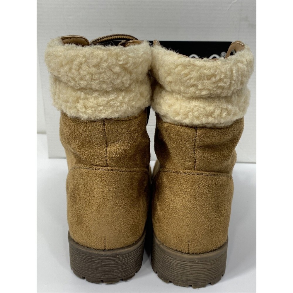 Bamboo Boots Warrior Womens Sz 6  Brown Faux Suede Fur Ankle Boots Lace Up - Picture 3 of 12